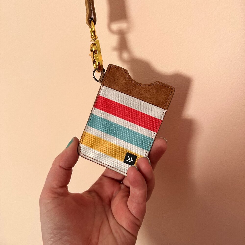 Striped Thread Vertical Wallet with Matching Lanyard